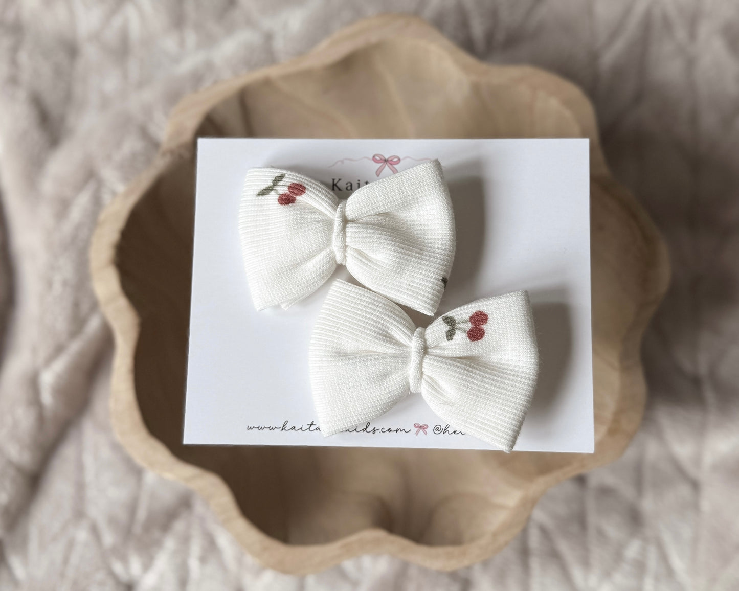 Ivory red cherry / pinwheel / single or piggy set