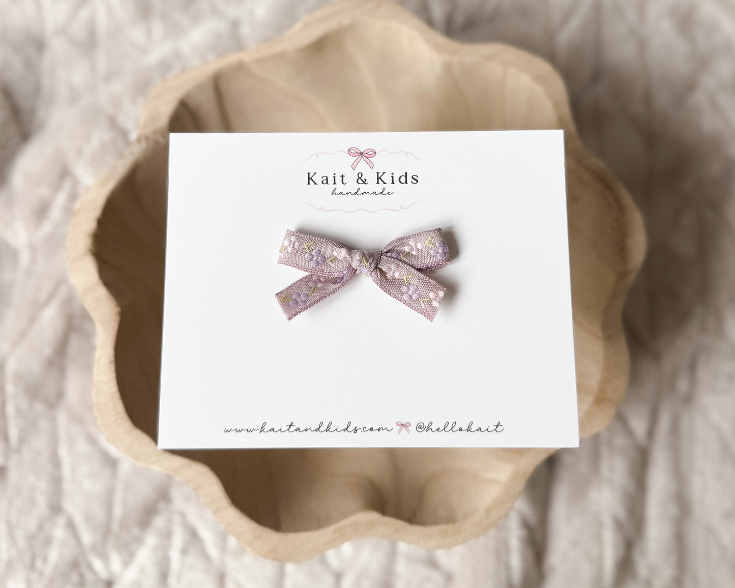Skinny lavender embroidered floral / single or piggy set