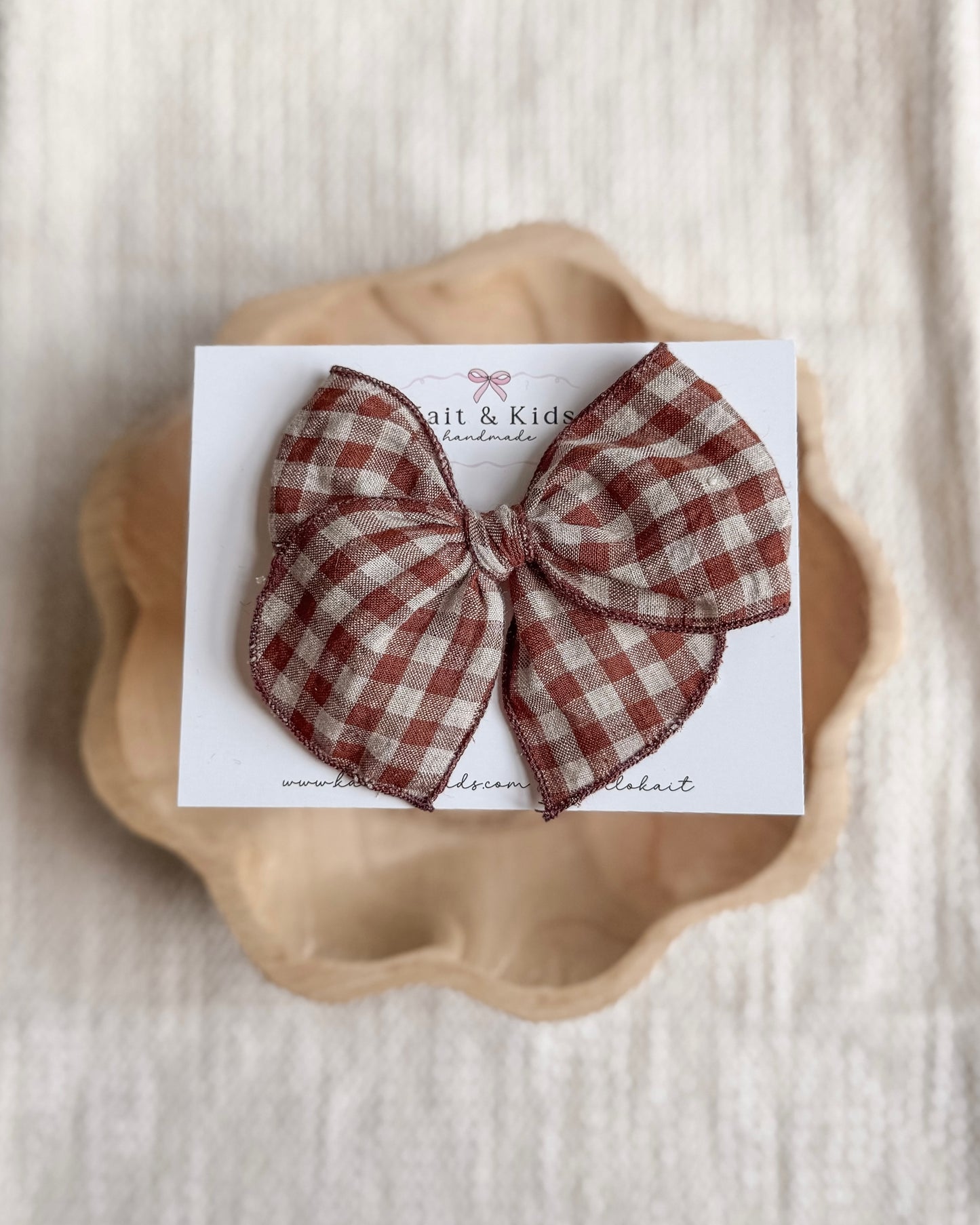 Chestnut gingham / fable / headband / clip