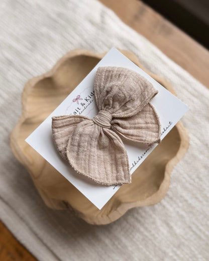 Mélange sand muslin / fable / headband / clip