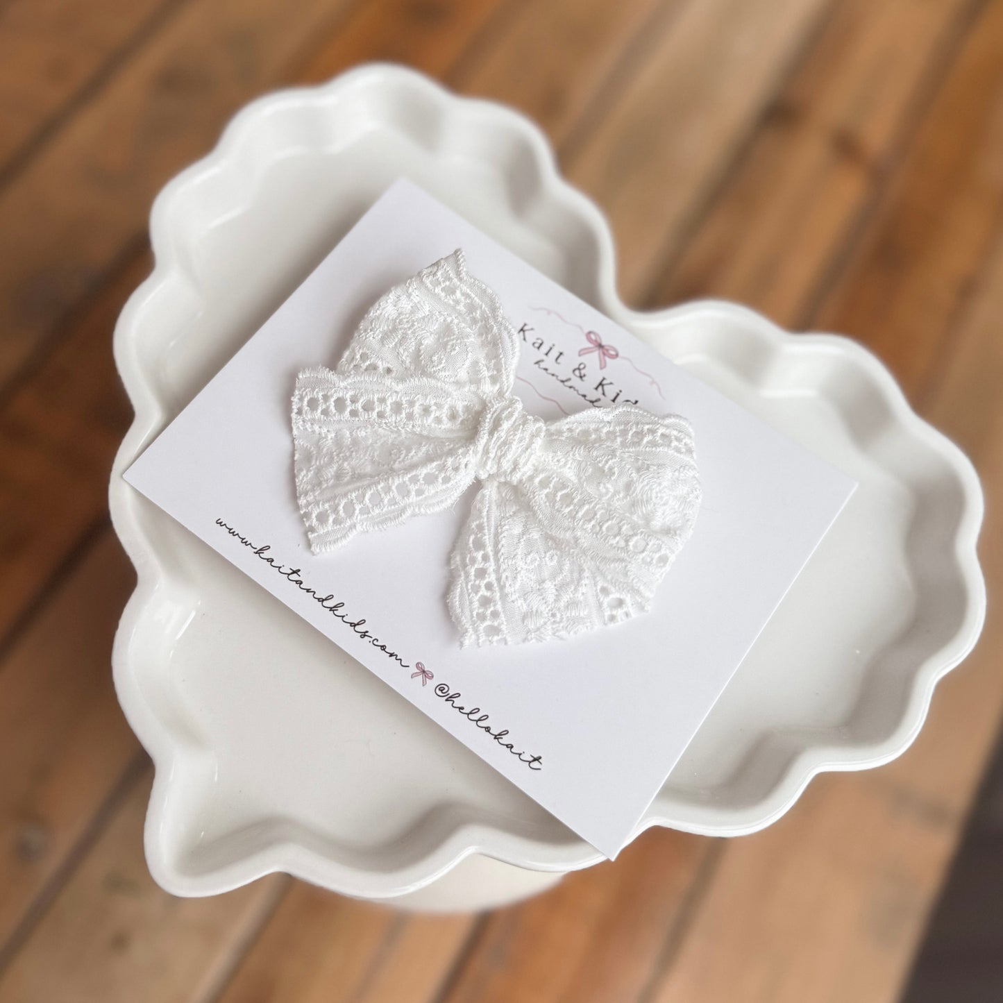 White embroidered lace ♡ headband / clip