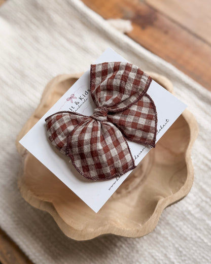 Chestnut gingham / fable / headband / clip
