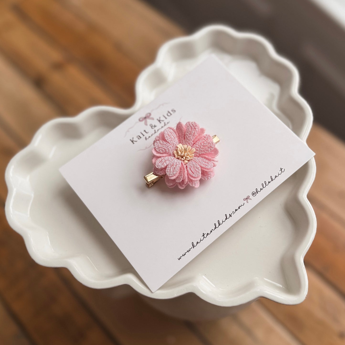 Pink flower clip ♡