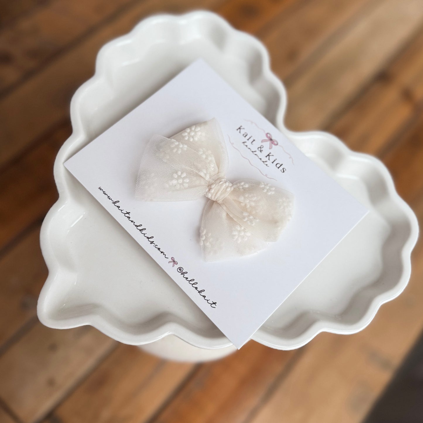 ♡ Flocking floral cream ♡ headband /  clip / piggy set