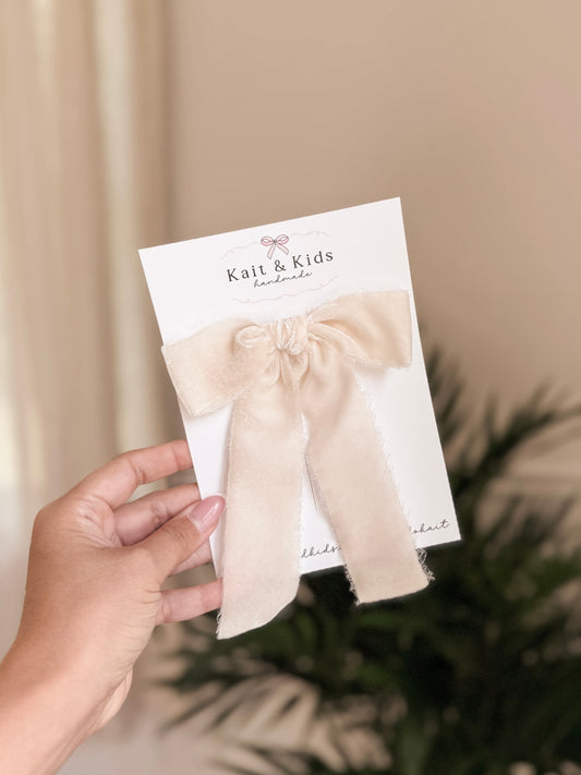 ivory velvet *longtail* raw edge