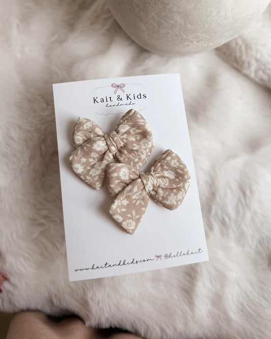 Florence beige mini classic ♡ headband / clip / piggy set