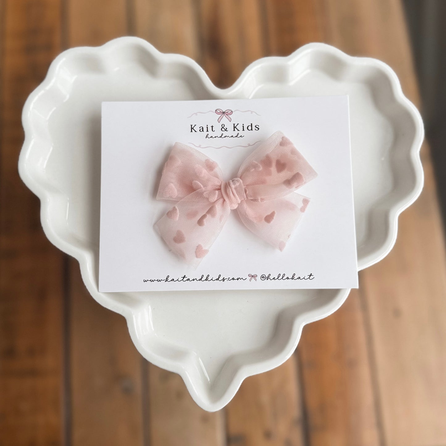 Perfect pink heart mesh ♡ headband / clip / piggy set