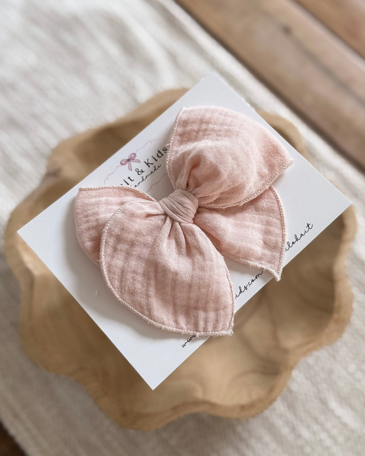 Muted pink muslin / fable / headband / clip