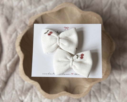 Ivory red cherry / pinwheel / single or piggy set