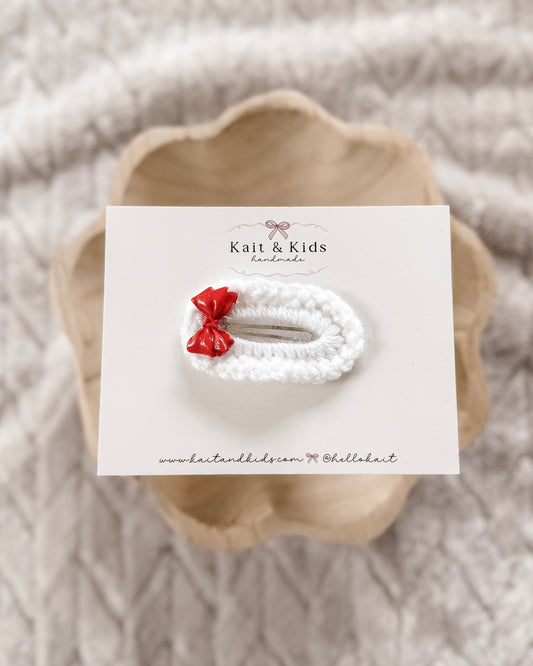 Red bow snap clip