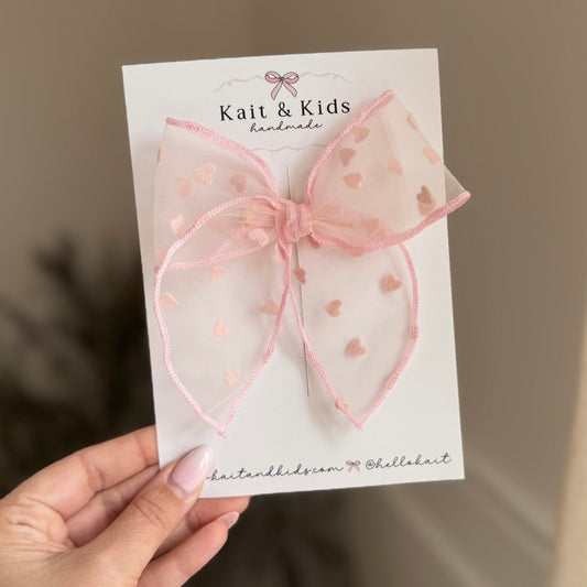 The perfect pink heart mesh ♡ large ♡ clip