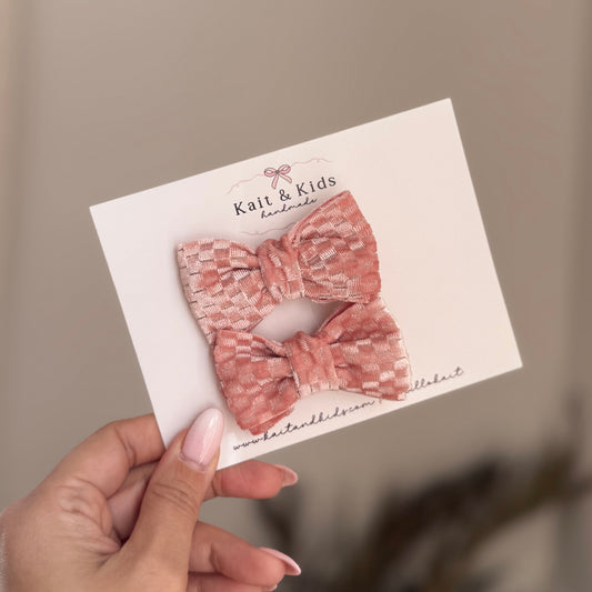 Pink velvet mini check ♡ piggy set ♡