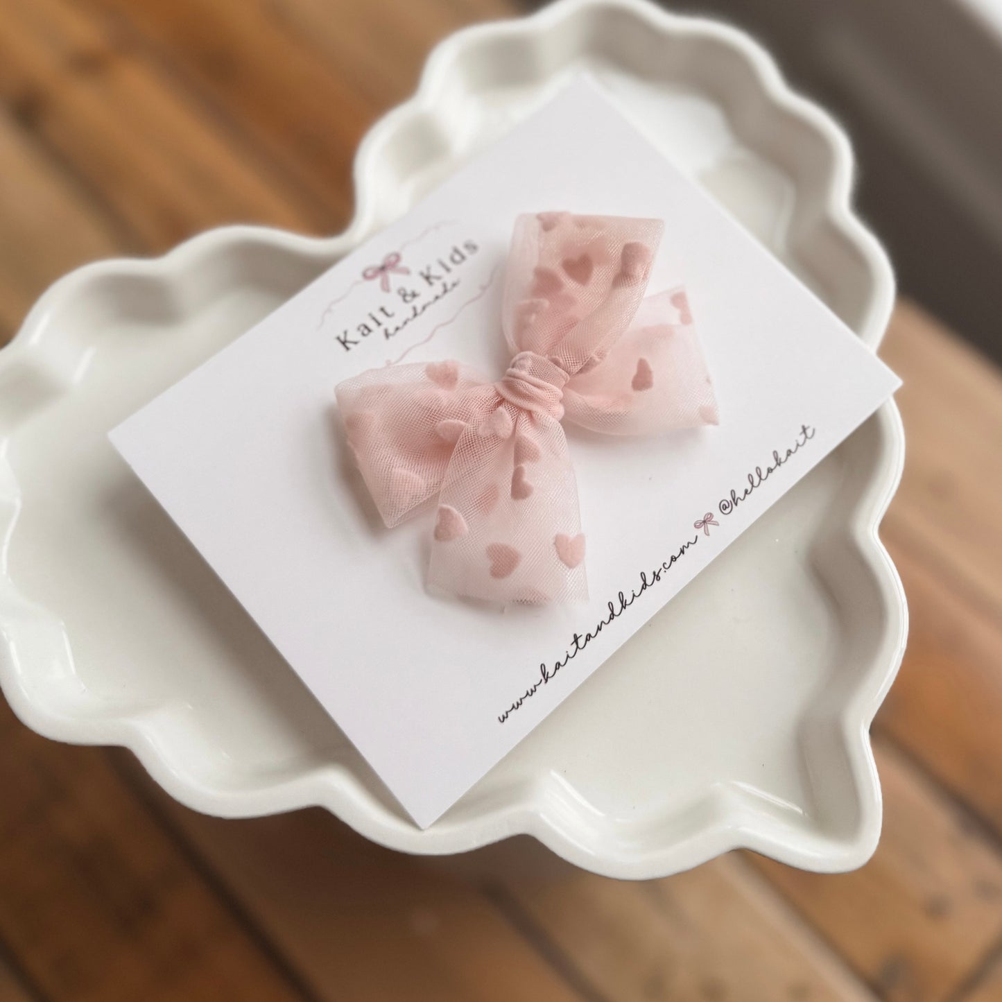 Perfect pink heart mesh ♡ headband / clip / piggy set