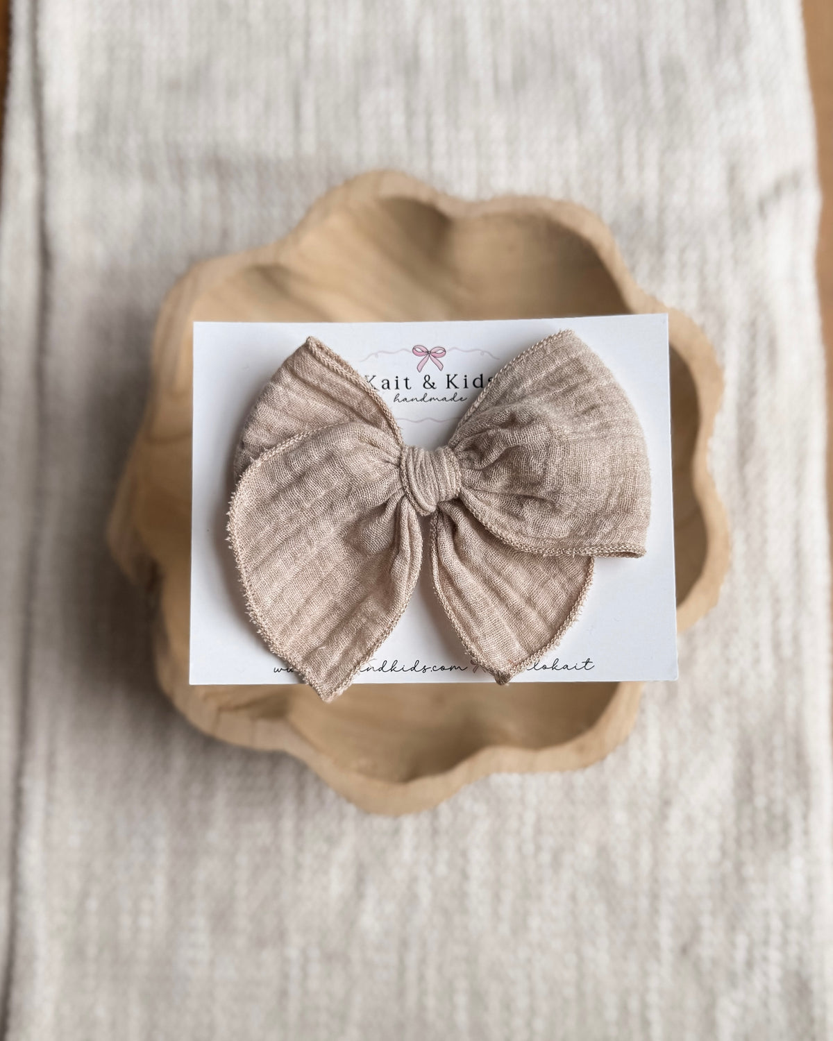 Mélange sand muslin / fable / headband / clip