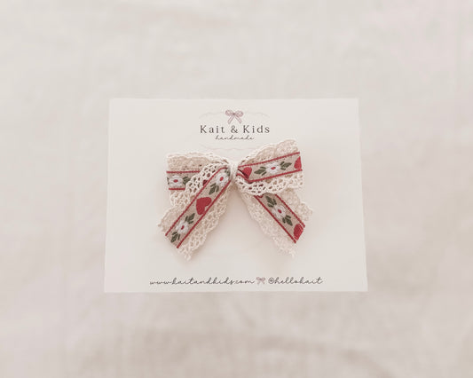 Embroidered floral and red heart