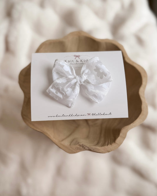 white daisy mesh mini ♡ headband / clip / piggy set